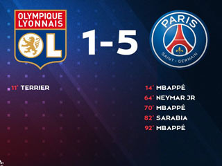 法国杯-姆巴佩一条龙+戴帽!巴黎5-1胜里昂进决赛